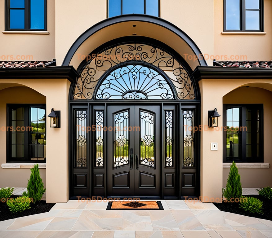 Minnesota wrought iron steel frame mediterranean Door