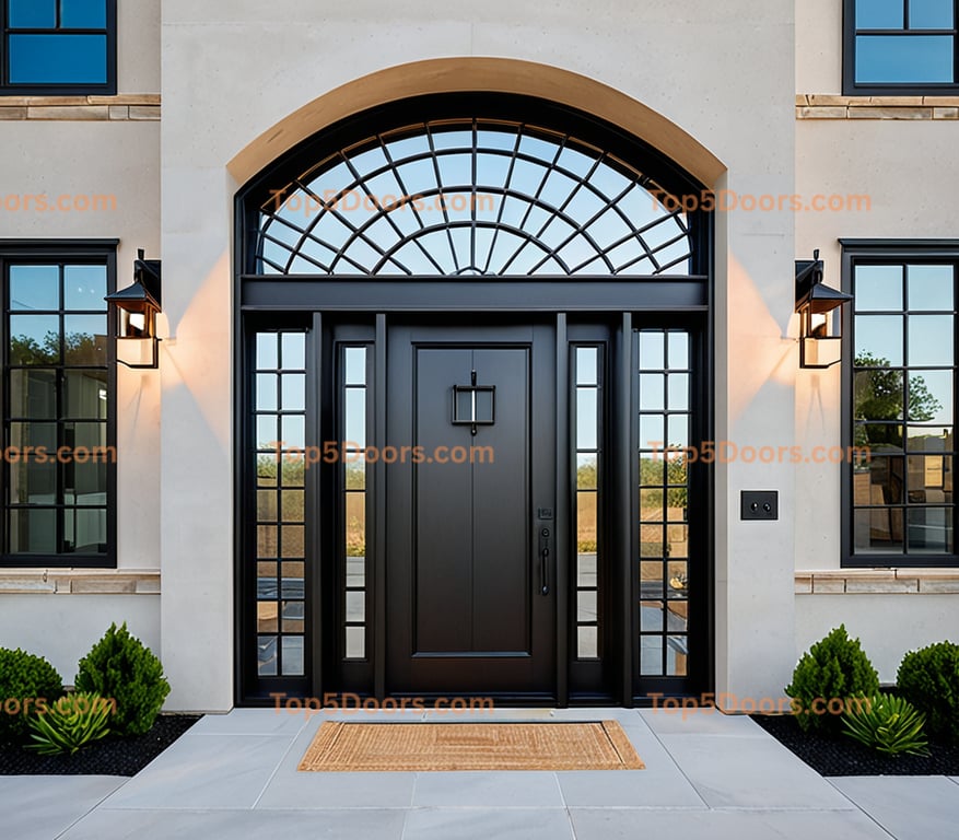 Minnesota wrought iron steel frame korean modern Door
