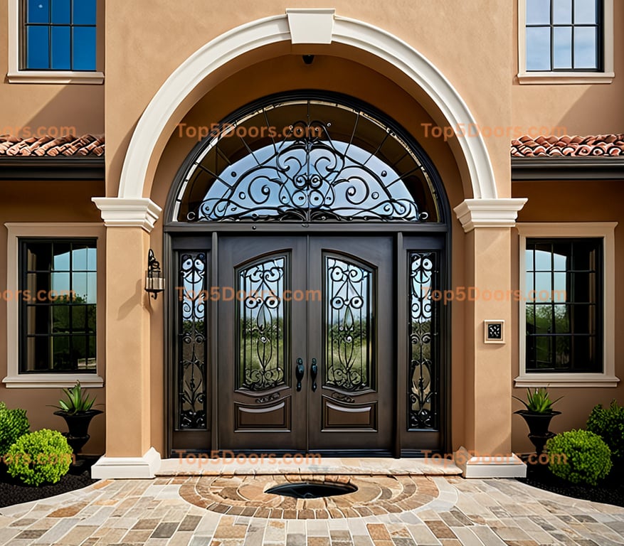 Mississippi wrought iron arched double tuscan Door