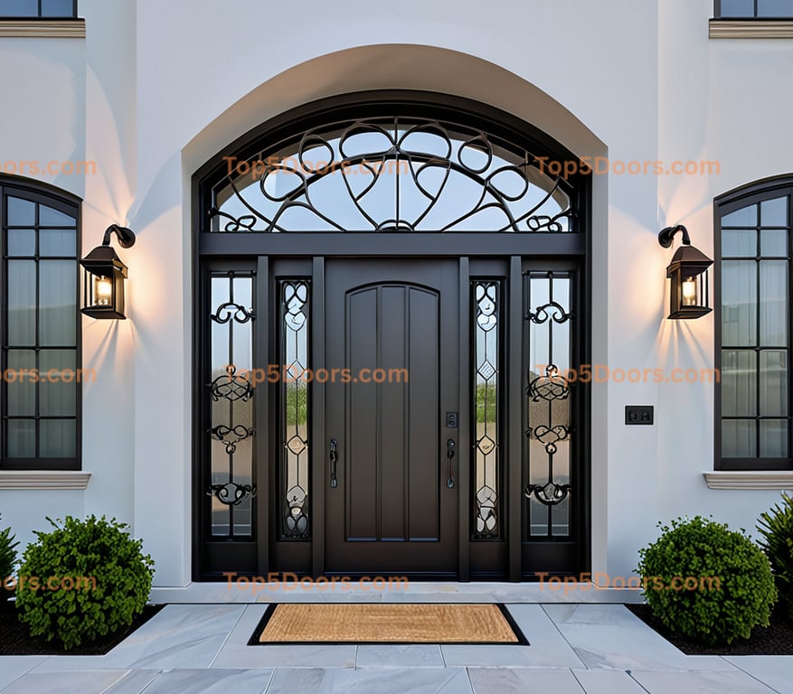 Missouri wrought iron arched single korean modern Door