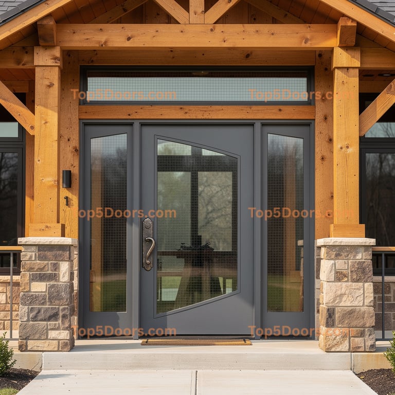 Missouri wrought iron glass paneled mountain lodge Door