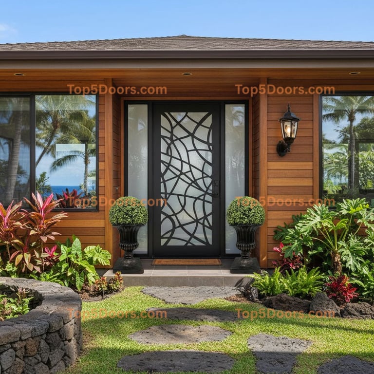 Modern Single Entry Door with Transom