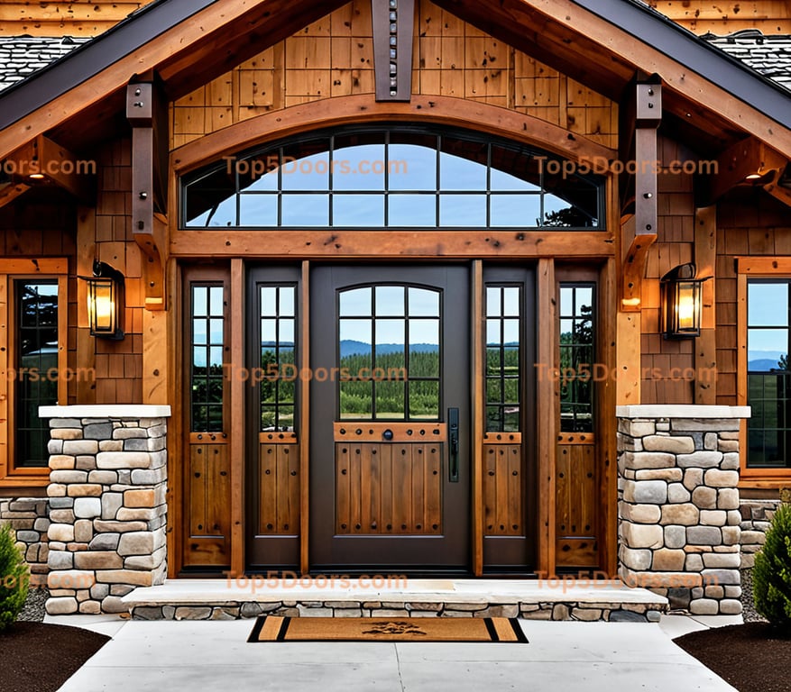 Montana steel frame mountain lodge Door