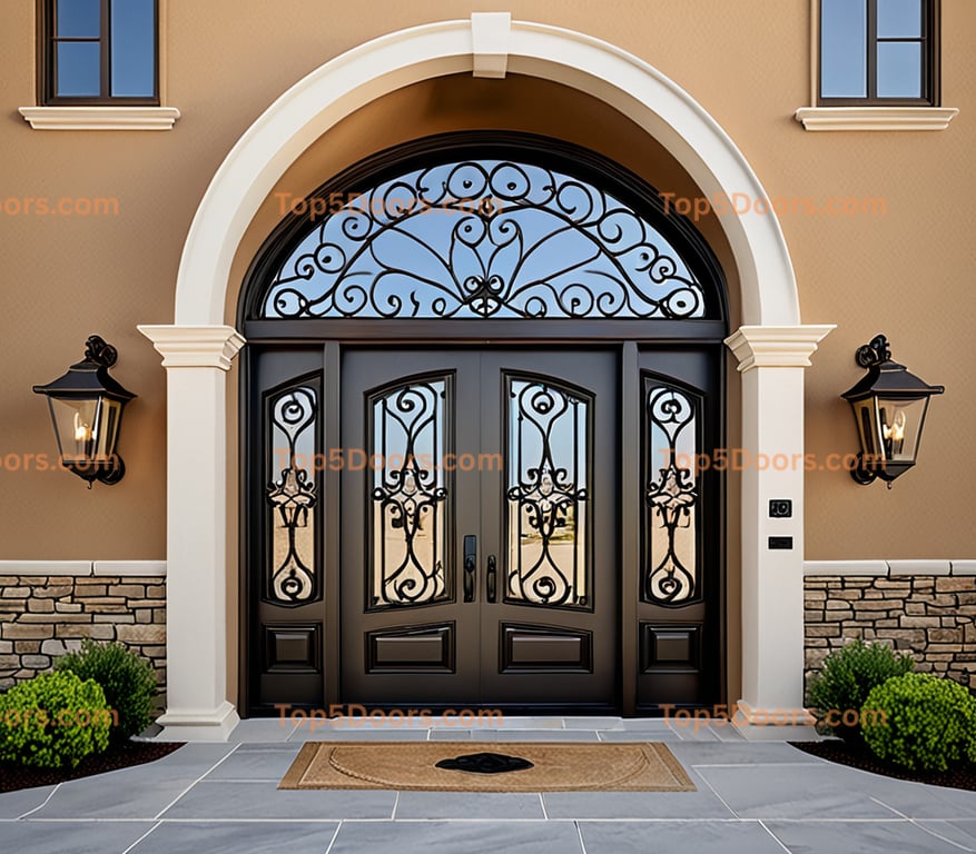 Montana wrought iron arched double tuscan Door