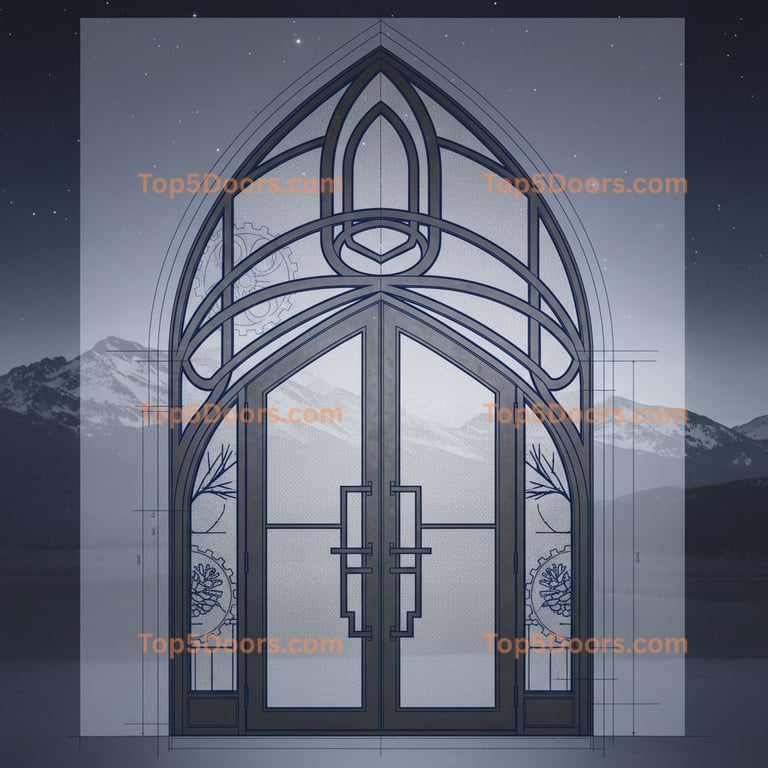 Montana wrought iron double mid-century modern Door