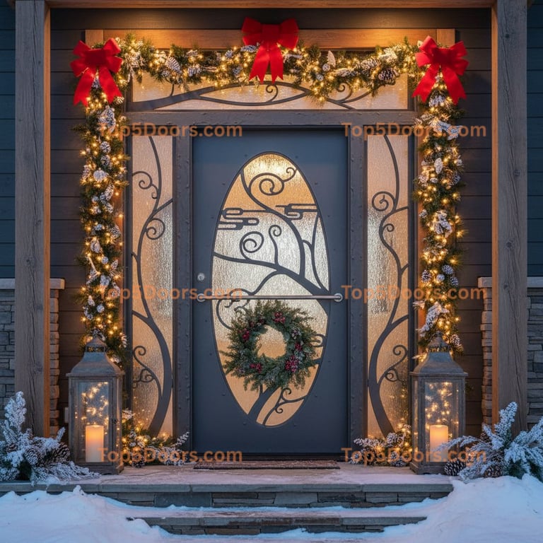 Montana wrought iron glass paneled industrial Door