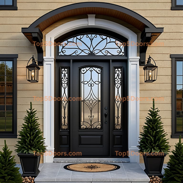 Montana wrought iron glass paneled modern farmhouse Doo