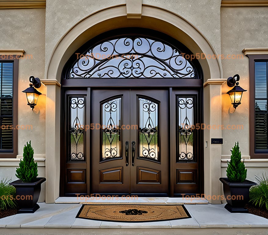 Montana wrought iron glass paneled french country Door