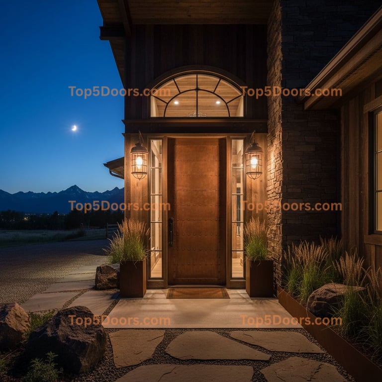 Montana wrought iron solid panel modern farmhouse Door