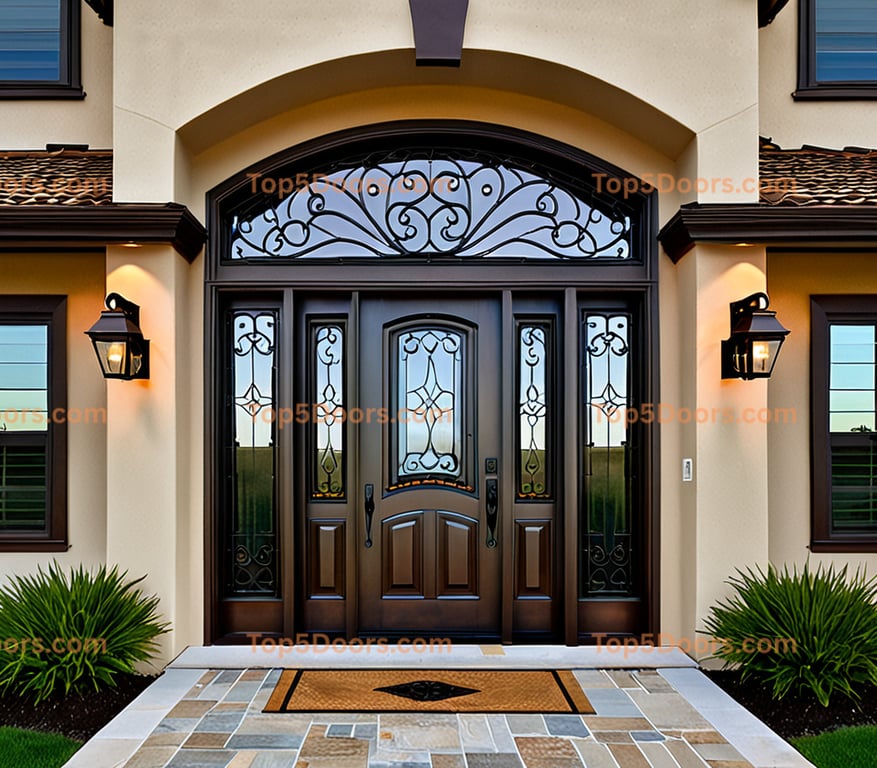 Montana wrought iron solid panel coastal Door