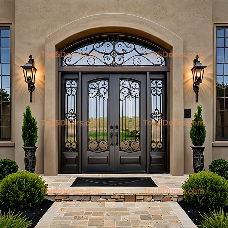 Montana wrought iron steel frame french country Door