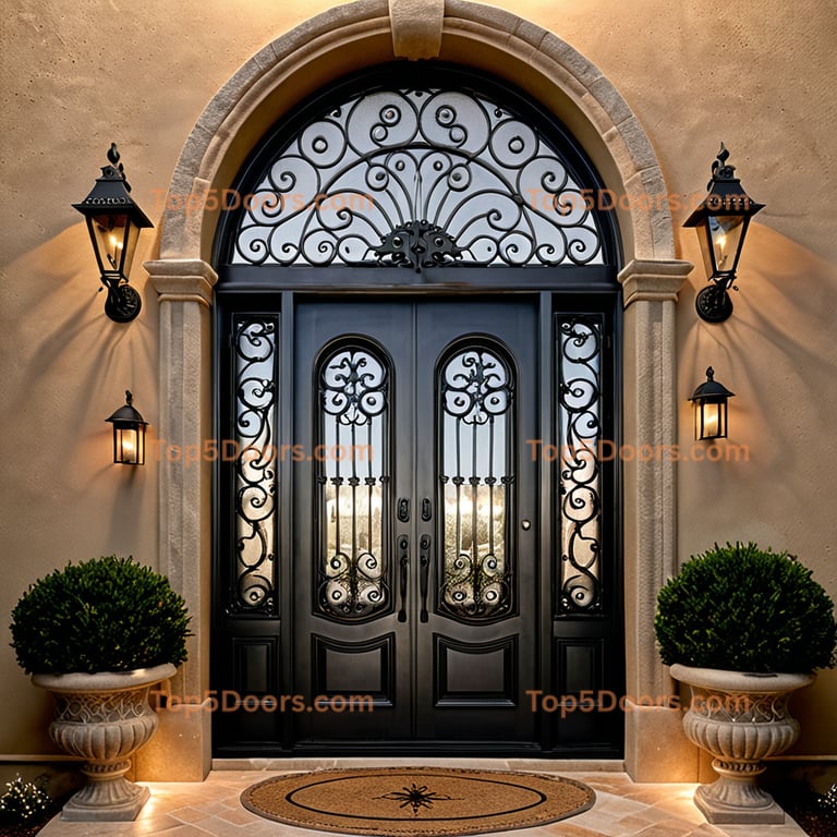 Montana wrought iron steel frame mediterranean Door
