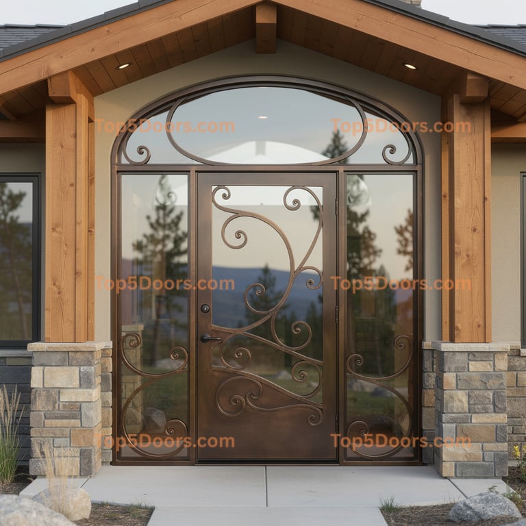 Montana wrought iron steel frame japanese zen Door