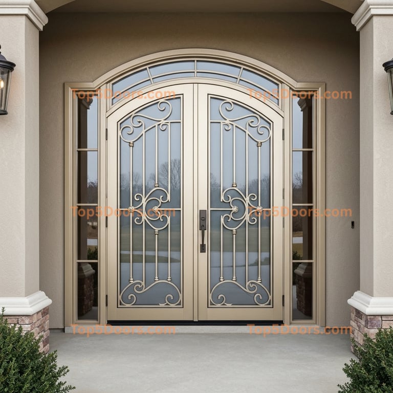 Nebraska wrought iron arched double tuscan Door