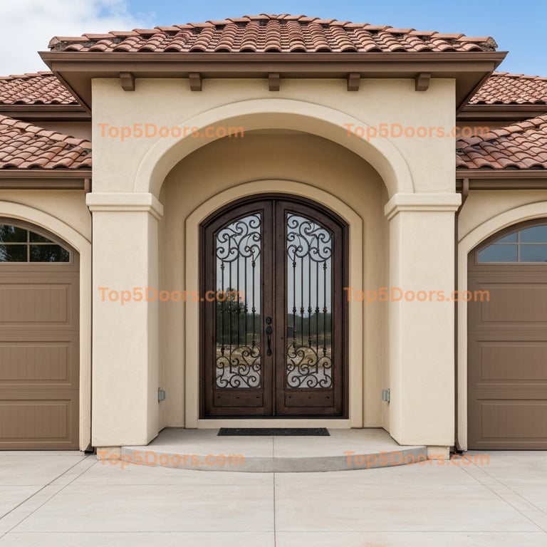 Nebraska wrought iron arched double tuscan Door