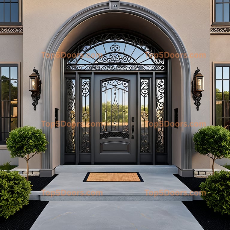 Nebraska wrought iron arched single modern Door