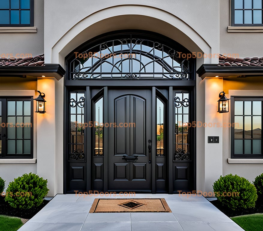 Nebraska wrought iron arched single korean modern Door