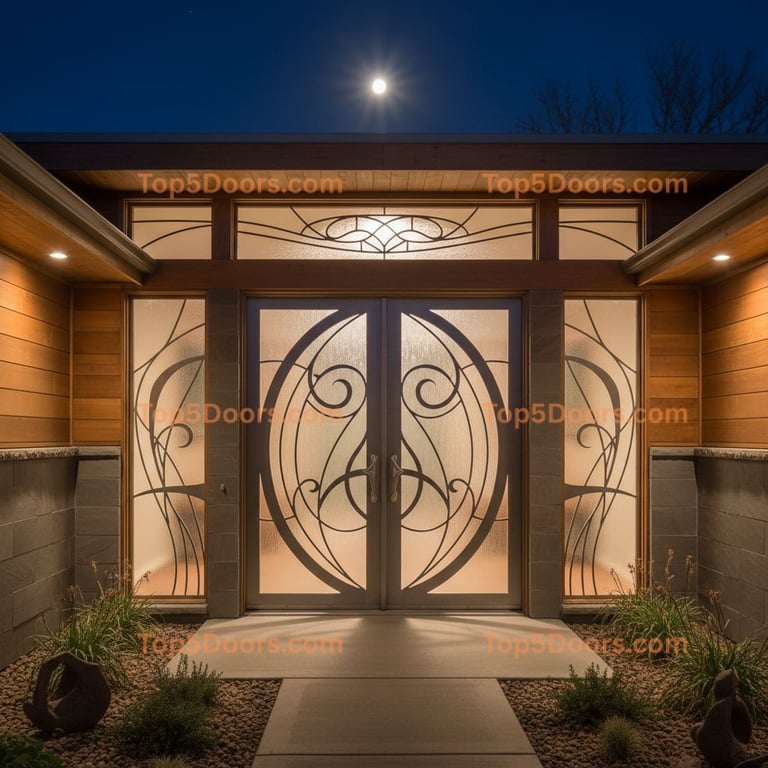 Nebraska wrought iron double mid-century modern Door