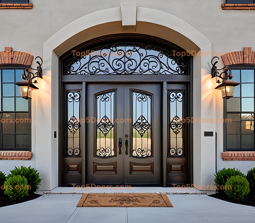 Nebraska wrought iron steel frame modern Door