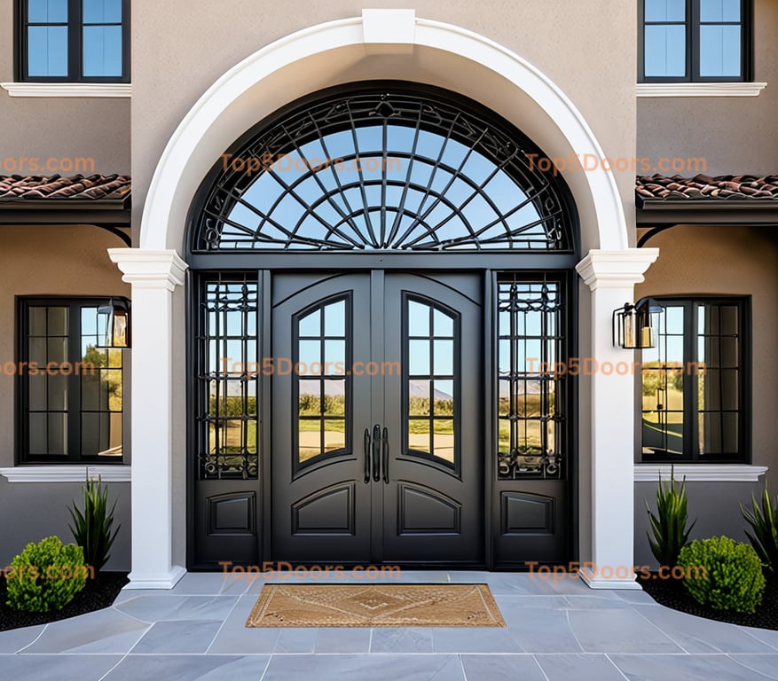 Nevada wrought iron arched double scandinavian Door