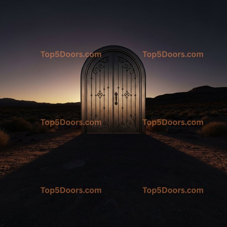 Nevada wrought iron arched double industrial Door