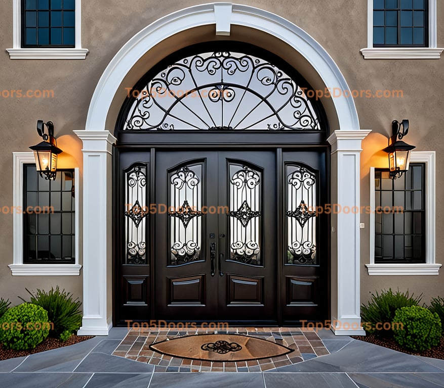 Nevada wrought iron arched double georgian Door