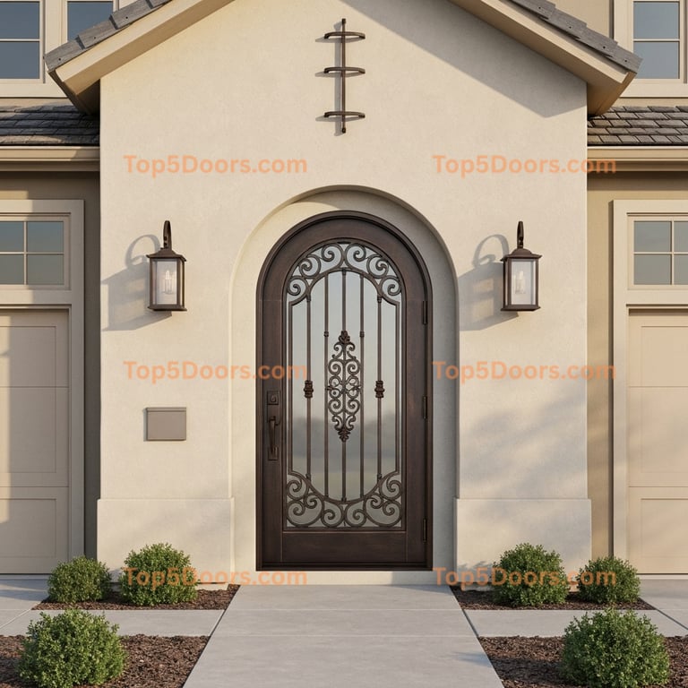 Nevada wrought iron arched single coastal Door