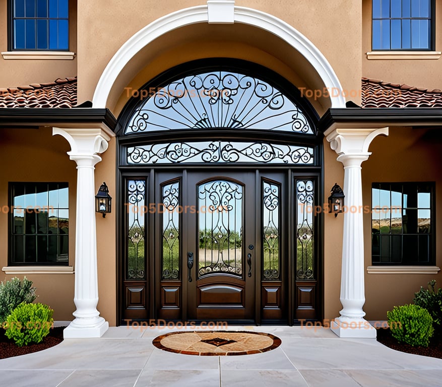 Nevada wrought iron arched single french country Door