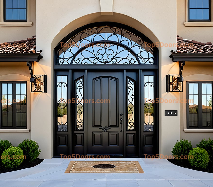 Nevada wrought iron double french country Door
