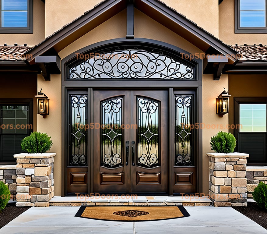 Nevada wrought iron glass paneled mountain lodge Door