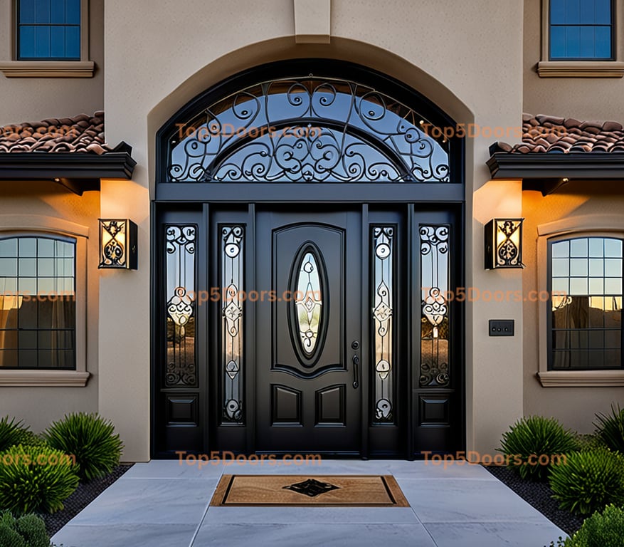 Nevada wrought iron glass paneled contemporary Door