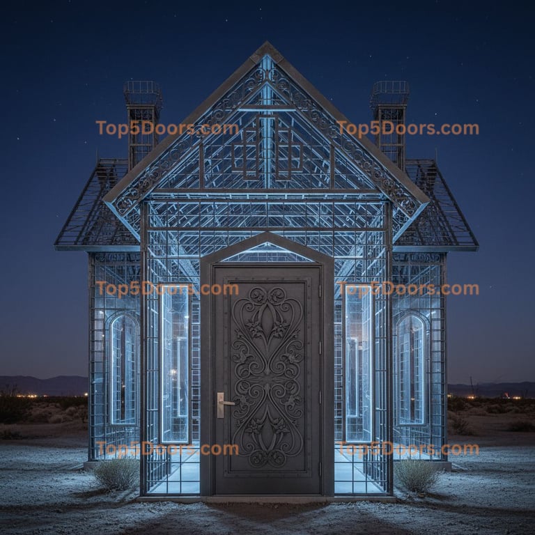 Nevada wrought iron solid panel victorian Door