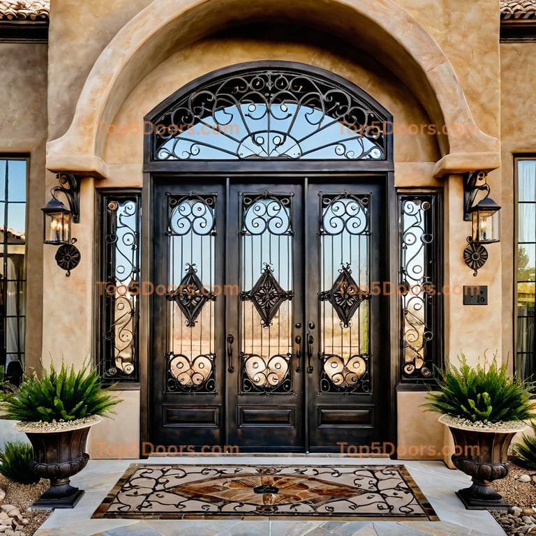 Nevada wrought iron solid panel tuscan Door