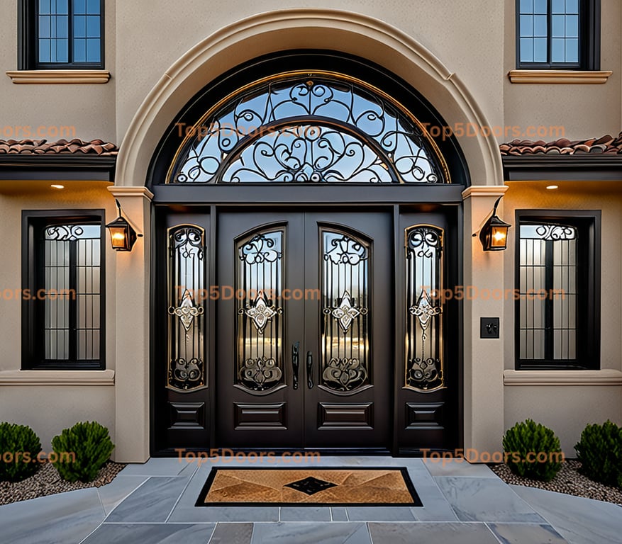 Nevada wrought iron solid panel scandinavian Door