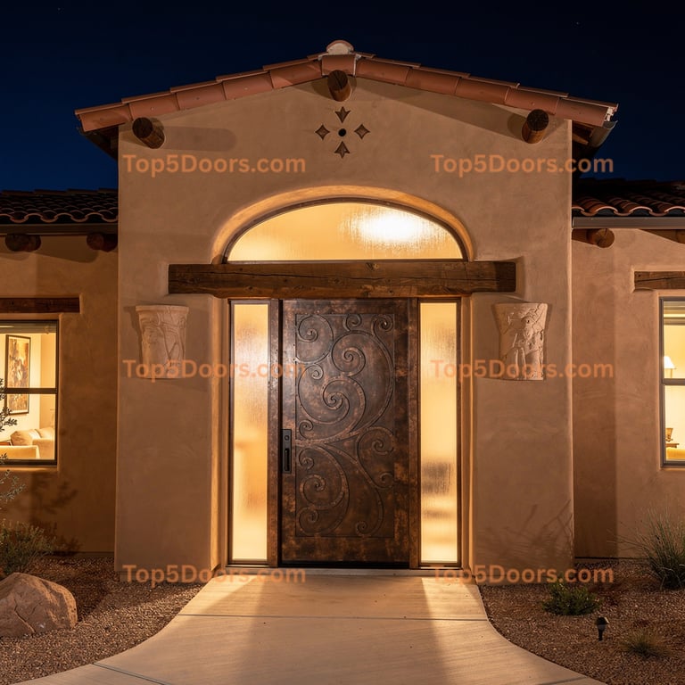 Nevada wrought iron solid panel southwestern Door