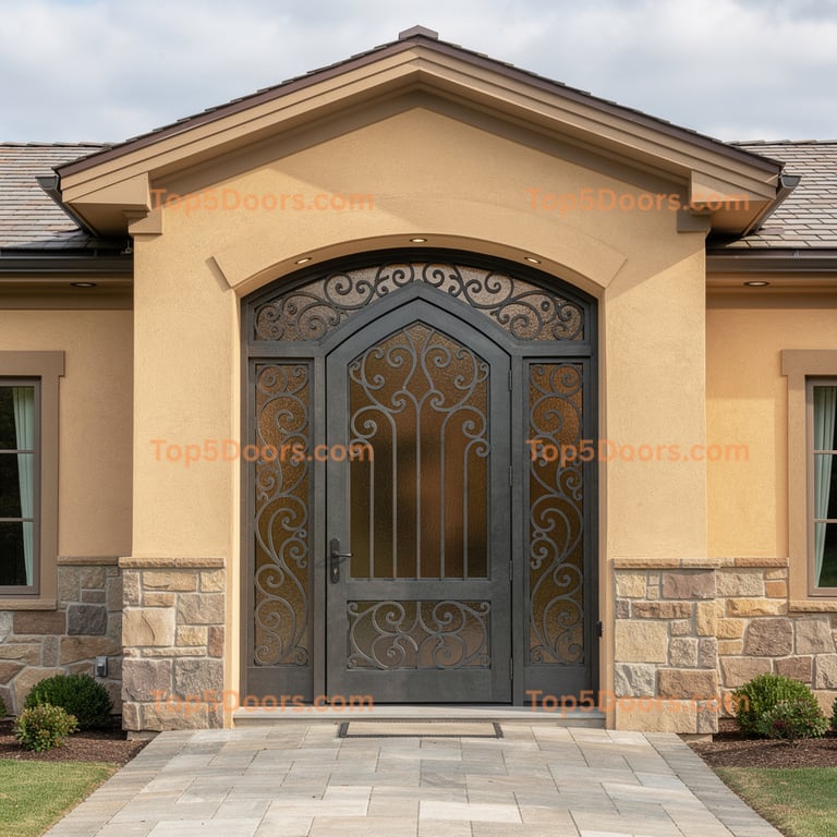 New Hampshire wrought iron barn door tuscan Door