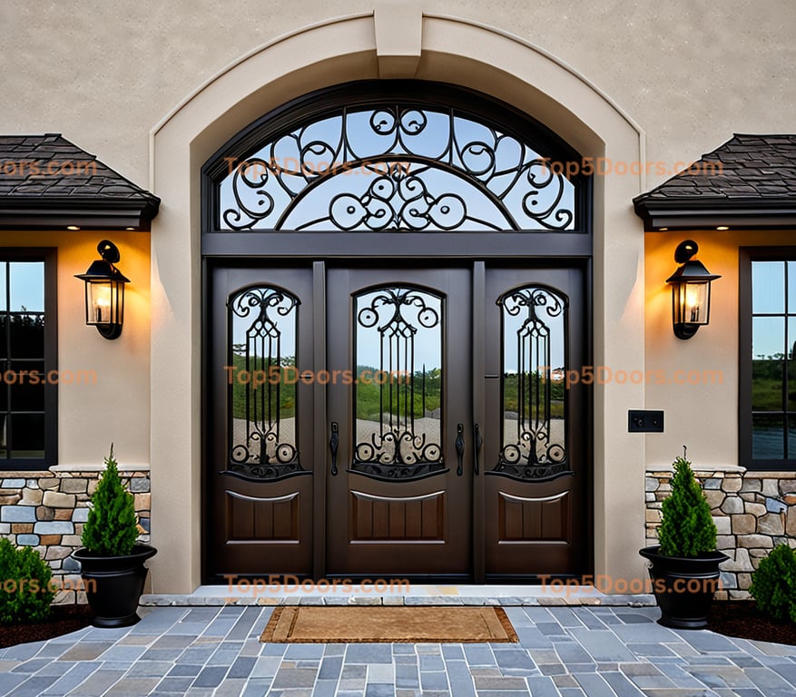 New Hampshire wrought iron french door mountain lodge D