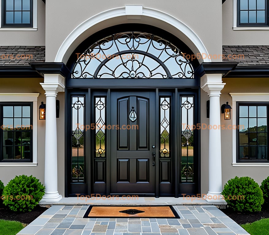 New Hampshire wrought iron glass paneled georgian Door