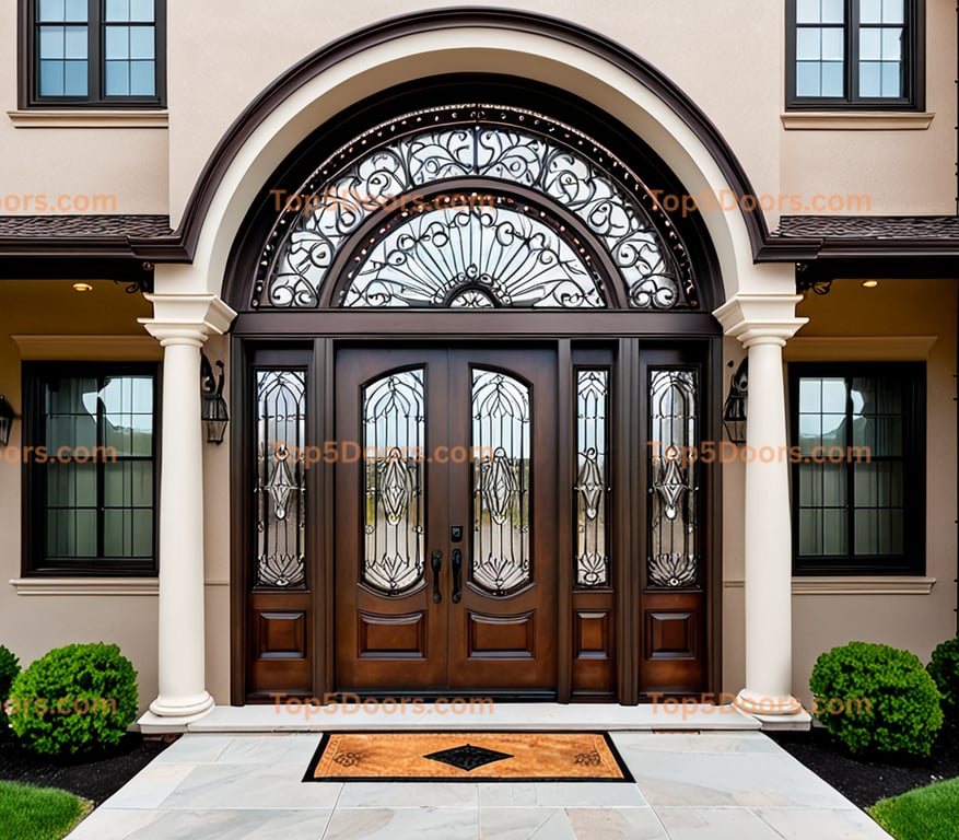 New Jersey wrought iron arched double victorian Door