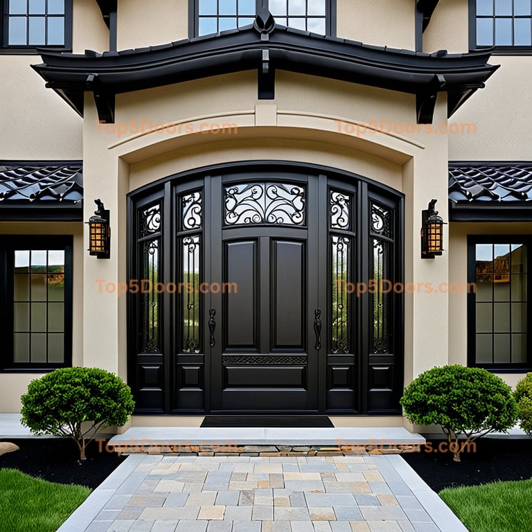 New Jersey wrought iron barn door japanese zen Door