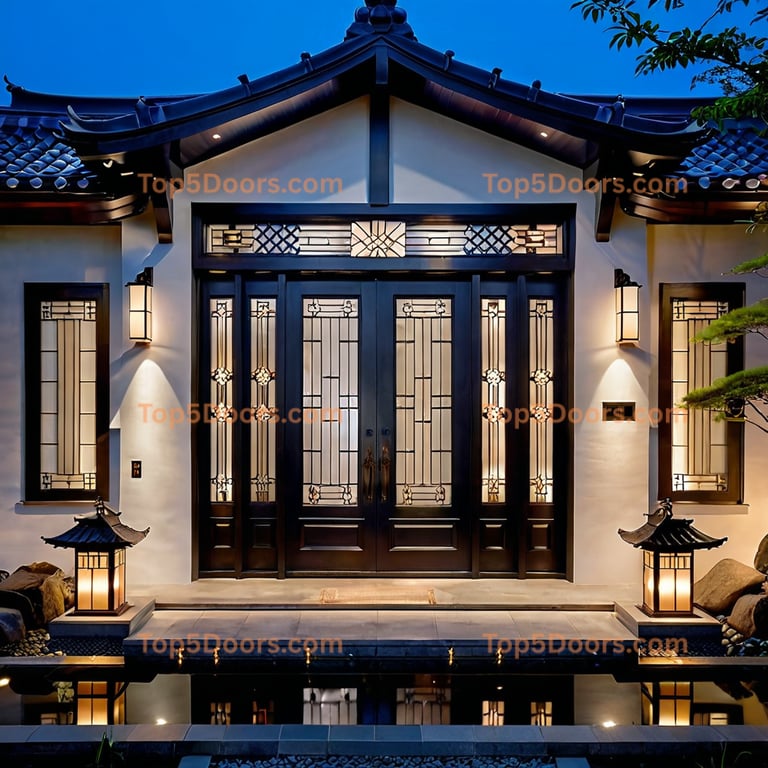 New Jersey wrought iron steel frame japanese zen Door