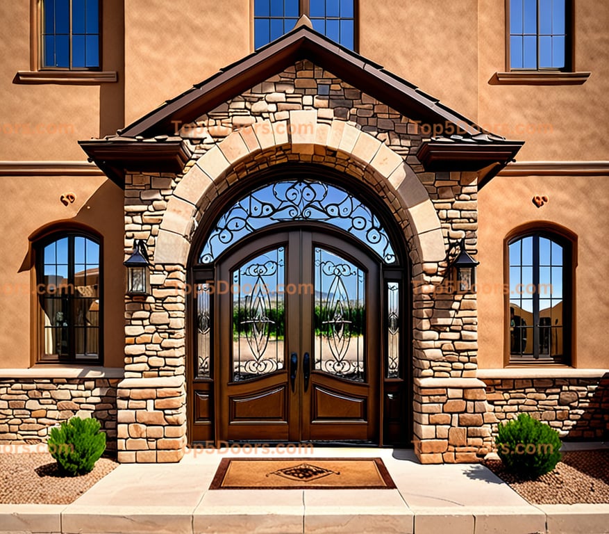 New Mexico arched double tuscan Door