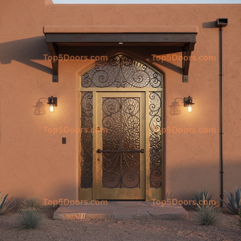 New Mexico wrought iron arched single southwestern Door