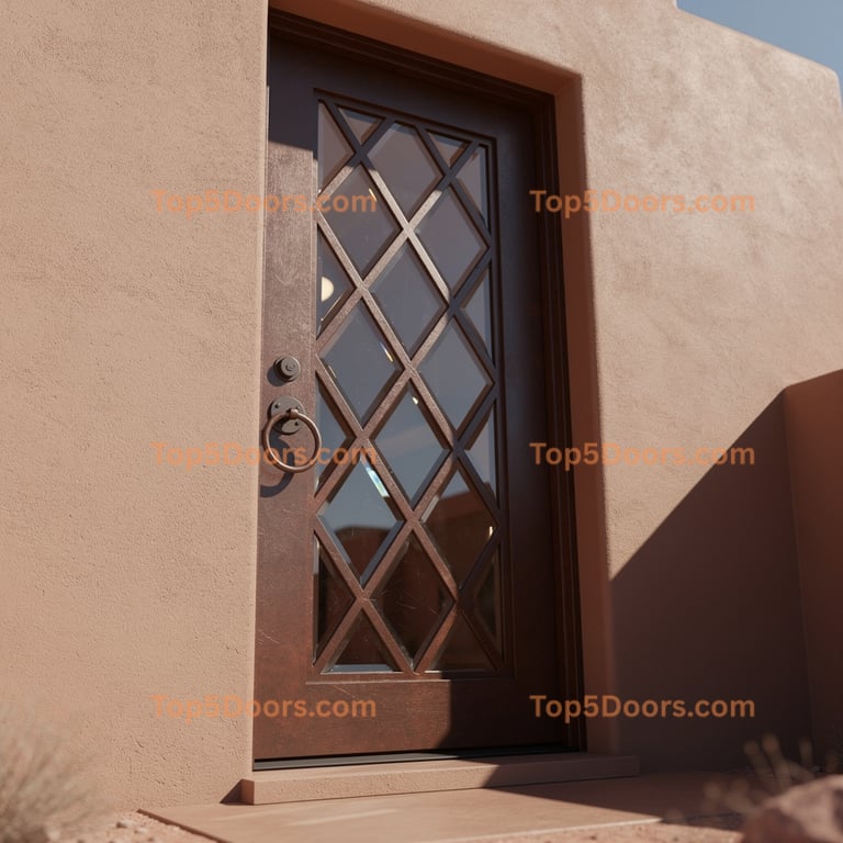 New Mexico wrought iron glass paneled contemporary Door