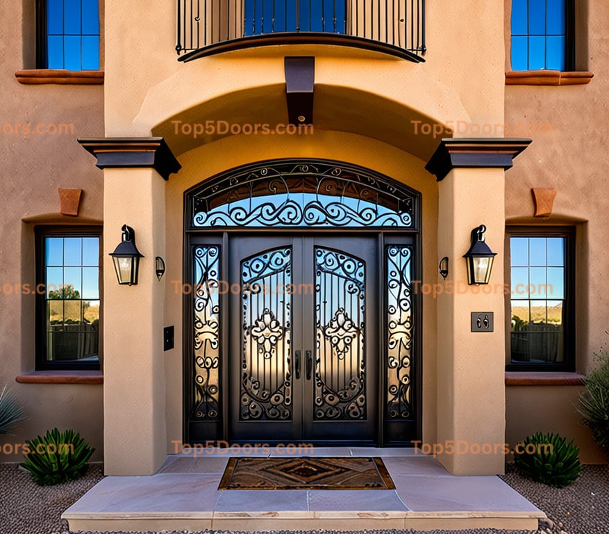 New Mexico wrought iron steel frame southwestern Door