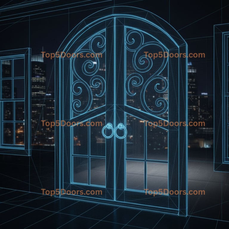 New York arched double french country Door