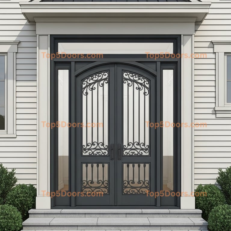 New York wrought iron arched double scandinavian Door