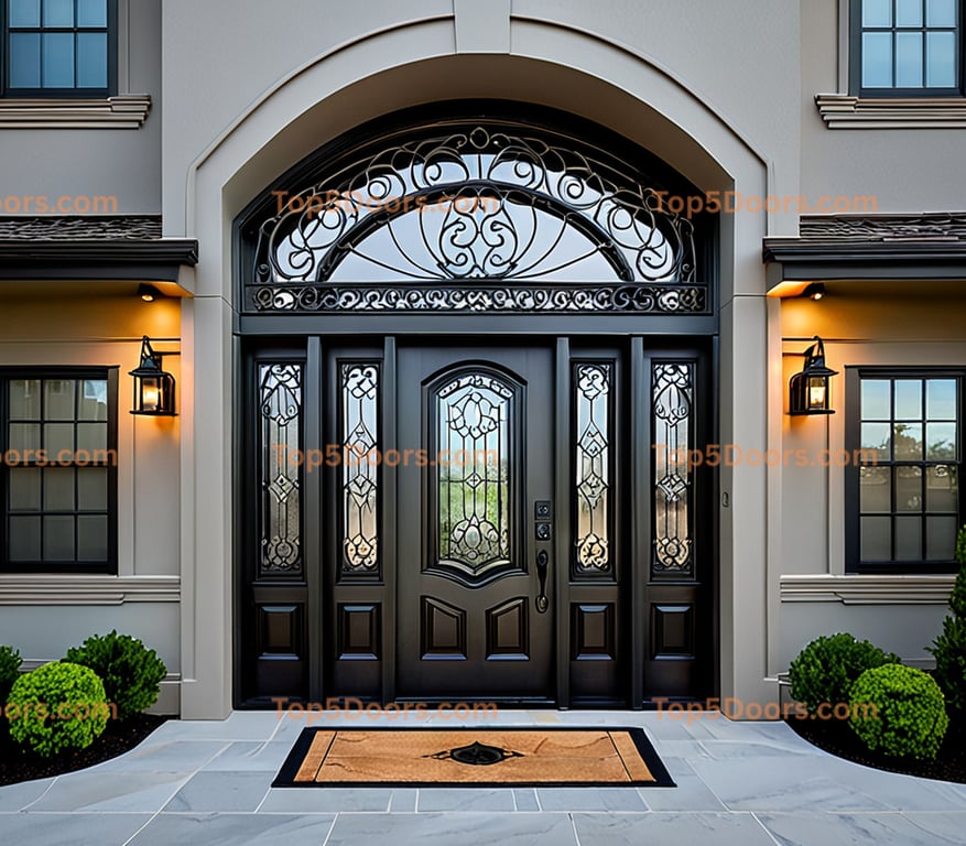 New York wrought iron arched double craftsman Door
