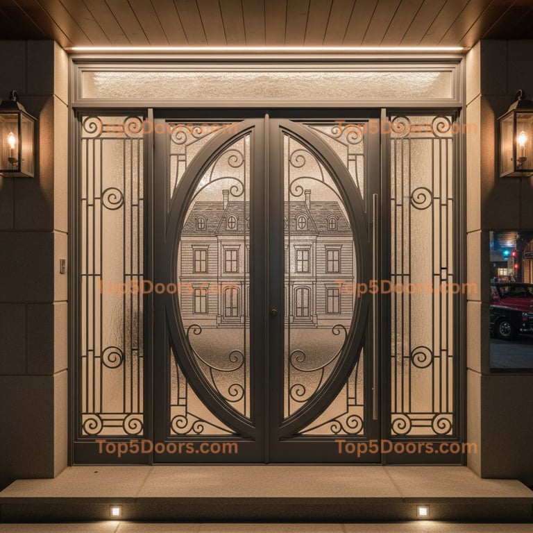 New York wrought iron glass paneled french provincial D