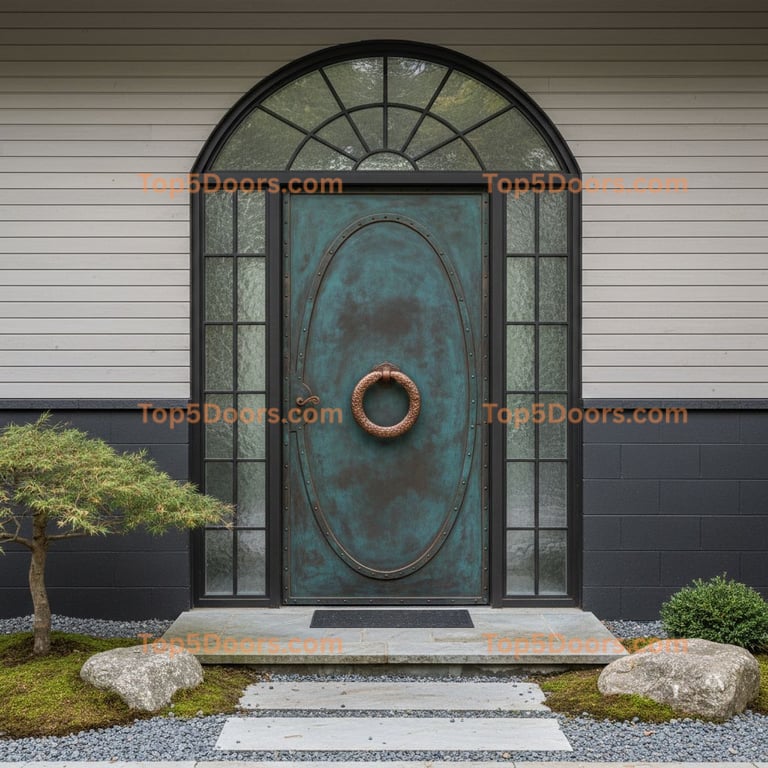 New York wrought iron steel frame japanese zen Door